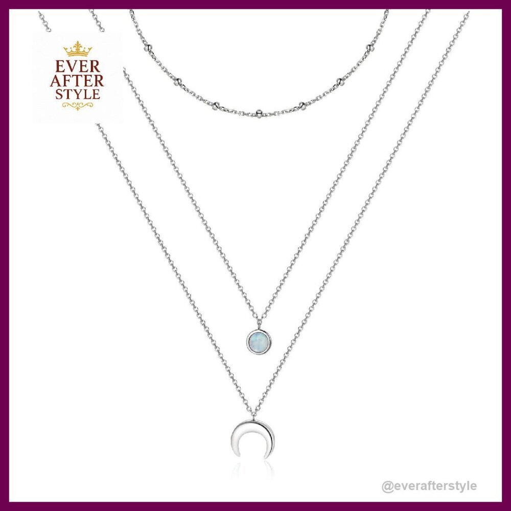 Sterling Silver Moonstone Layered Choker Necklace Elegant Minimal Chic